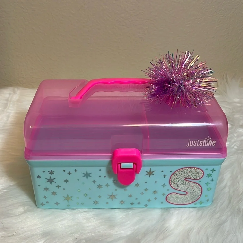 Set of 2 Justice Letter S Make Up Organizer Caboodle Pencil Pouch